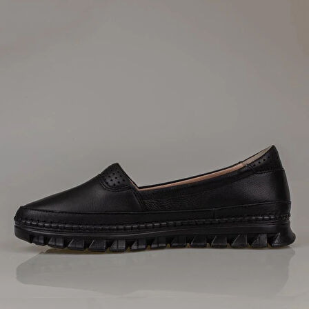 Trend Adımlar Siyah Hakiki Deri Kadın Comfort Babet