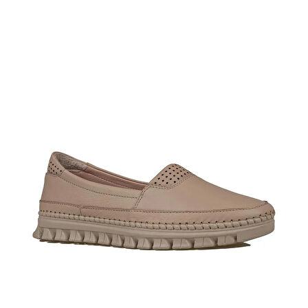 Trend Adımlar Krem Hakiki Deri Kadın Comfort Babet