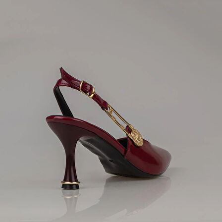 Trend Adımlar Bordo Kadın Rugan Kemerli Klasik Ayakkabı