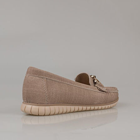 Trend Adımlar Krem Comfort Denim Kadın Düz Babet