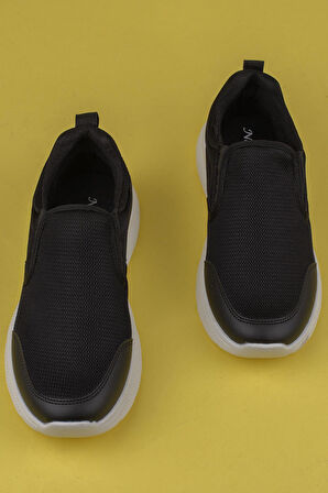 M2S Siyah Alfa Erkek Bağcıksız Spor Ayakkabı