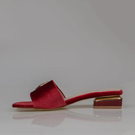 Trend Adımlar Bordo Düz Süet Saten Kadın Akustik Terlik