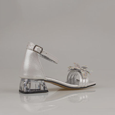 Trend Adımlar Gri Kısa Topuklu Kemerli Kız Çocuk Klasik Ayakkabı