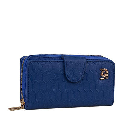 Levidor Saks Mavi Kapaklı Kadın Monogram Cüzdan