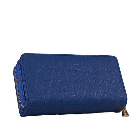 Levidor Saks Mavi Kapaklı Kadın Monogram Cüzdan