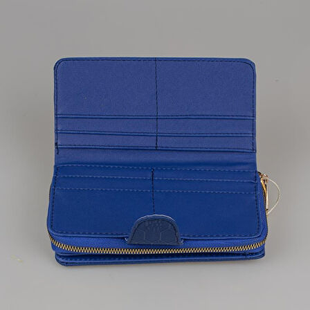 Levidor Saks Mavi Kapaklı Kadın Monogram Cüzdan