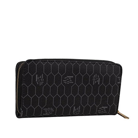 Levidor Siyah Kapaklı Kadın Lisans Baskılı Cüzdan