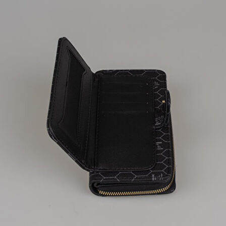 Levidor Siyah Kapaklı Kadın Lisans Baskılı Cüzdan