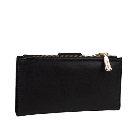 Levidor Siyah Düz Kemerli Kadın Cüzdan
