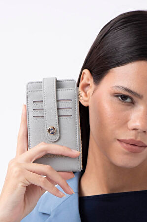 Benetton Gri Kadın Sofline Deri Kartlık BNT 1249