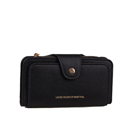 Benetton Siyah Sofline Kadın Deri Geniş Cüzdan BNT 1443