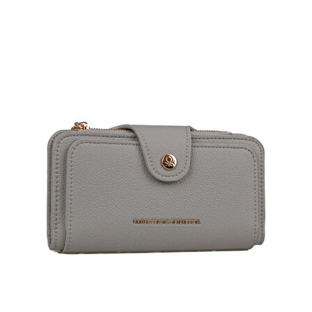 Benetton Gri Sofline Kadın Deri Geniş Cüzdan BNT 1443