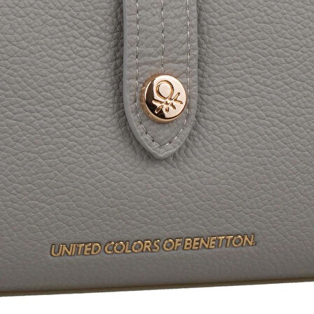 Benetton Gri Kadın Deri Yumuşak Geniş Cüzdan BNT 1241