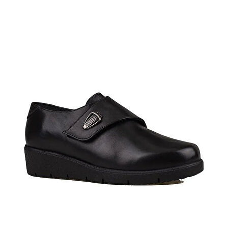 M2S Siyah Ultra Hafif Hakiki Deri Kadın Comfort Ayakkabı