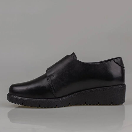 M2S Siyah Ultra Hafif Hakiki Deri Kadın Comfort Ayakkabı