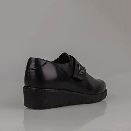 M2S Siyah Ultra Hafif Hakiki Deri Kadın Comfort Ayakkabı