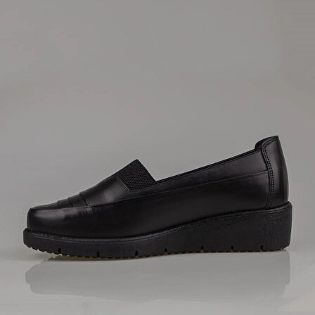 M2S Siyah Hakiki Deri Ortopedik Anne Ayakkabısı