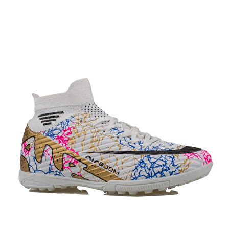 M2S Beyaz Erkek Boğazlı Esnek Halı Saha Ayakkabısı