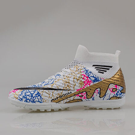 M2S Beyaz Erkek Boğazlı Esnek Halı Saha Ayakkabısı