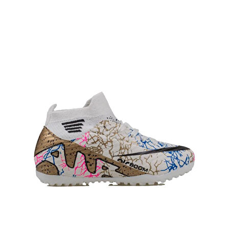 M2S Beyaz Erkek Çocuk Boğazlı Halı Saha Ayakkabısı