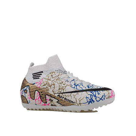 M2S Beyaz Erkek Çocuk Boğazlı Halı Saha Ayakkabısı