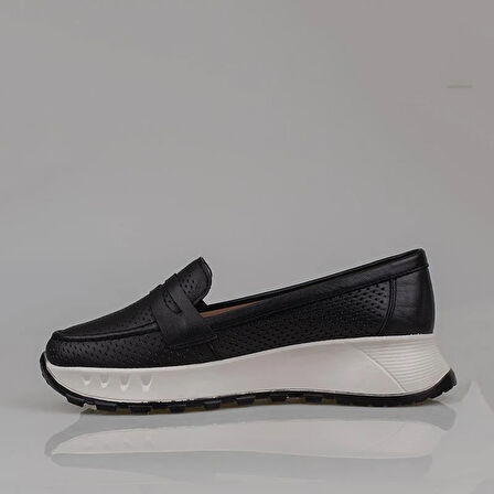 Trend Adımlar Siyah Kadın Ortopedik Hakiki Deri Comfort Babet