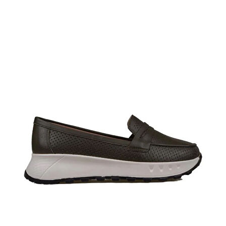 Trend Adımlar Yeşil Kadın Ortopedik Hakiki Deri Comfort Babet