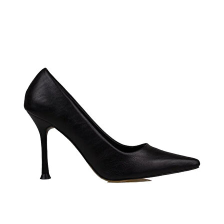 Trend Adımlar Siyah Kadın Düz Deri Stiletto