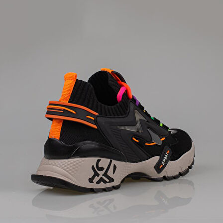 Trend Adımlar Siyah Kadın Renkli Lastik Boğazlı Hafif Dolgu Sneaker