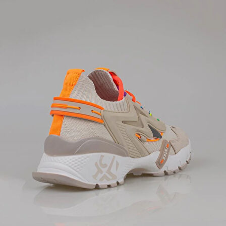 Trend Adımlar Bej Kadın Renkli Lastik Boğazlı Hafif Dolgu Sneaker