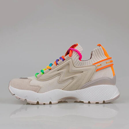 Trend Adımlar Bej Kadın Renkli Lastik Boğazlı Hafif Dolgu Sneaker