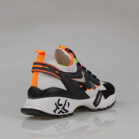 Trend Adımlar Beyaz Kadın Renkli Lastik Boğazlı Hafif Dolgu Sneaker