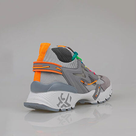 Trend Adımlar Gri Kadın Renkli Lastik Boğazlı Hafif Dolgu Sneaker