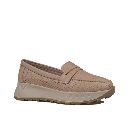 Trend Adımlar Krem Kadın Ortopedik Hakiki Deri Comfort Babet
