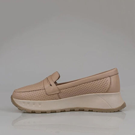 Trend Adımlar Krem Kadın Ortopedik Hakiki Deri Comfort Babet