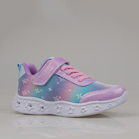 Trend Adımlar Pembe Simli Saten Kız Çocuk Sneaker