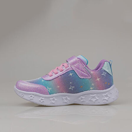 Trend Adımlar Pembe Simli Saten Kız Çocuk Sneaker