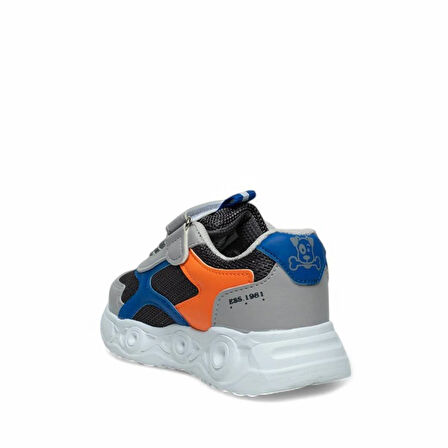 Trend Adımlar Gri Erkek Çocuk Cırtlı Hafif Spor Ayakkabı
