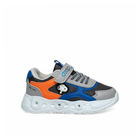 Trend Adımlar Gri Erkek Çocuk Cırtlı Hafif Spor Ayakkabı