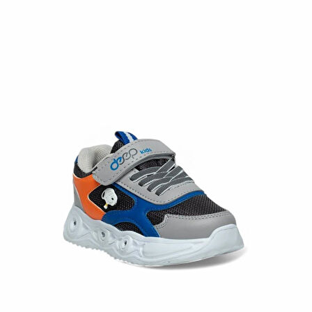 Trend Adımlar Gri Erkek Çocuk Cırtlı Hafif Spor Ayakkabı