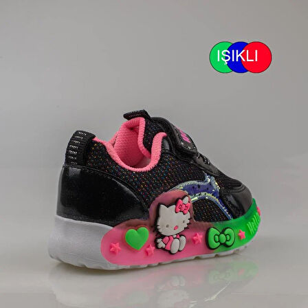 Trend Adımlar Siyah Kız Çocuk Işıklı Bebe Sneaker