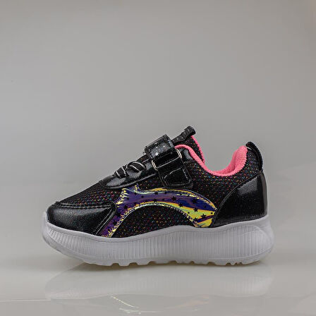 Trend Adımlar Siyah Kız Çocuk Işıklı Bebe Sneaker