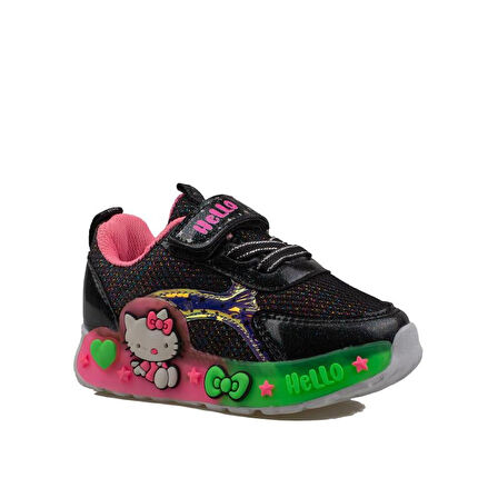 Trend Adımlar Siyah Kız Çocuk Işıklı Bebe Sneaker