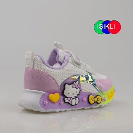 Trend Adımlar Beyaz Kız Çocuk Işıklı Bebe Sneaker
