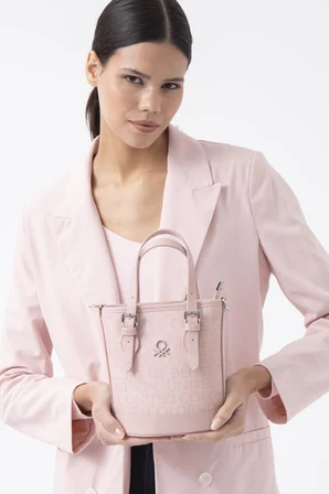 Benetton Pudra Monogram Eskitme Kadın Küçük El Çantası BNT 1329