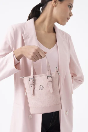 Benetton Pudra Monogram Eskitme Kadın Küçük El Çantası BNT 1329