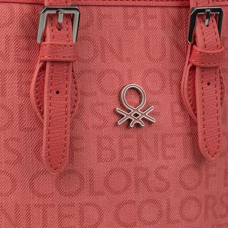 Benetton Nar Çiçeği Monogram Eskitme Kadın Küçük El Çantası BNT 1329