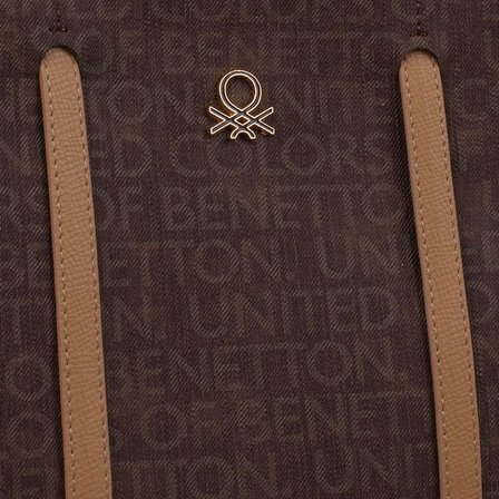 Benetton Kahverengi Monogram Eskitme Kadın Kol Çantası BNT 1604