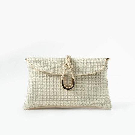 Jacquline Bej Heryn Hasır Kadın Clutch ve Omuz Çantası