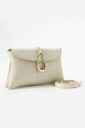 Jacquline Bej Heryn Hasır Kadın Clutch ve Omuz Çantası